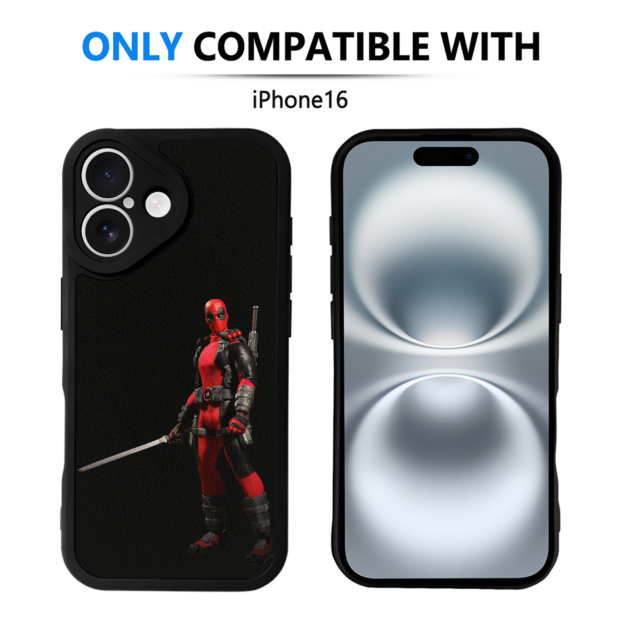 （画像用） Deadpool デッドプール 【iPhone 16シリーズ対応】シリコンスマホケース（レザー調） 材質：シリコン